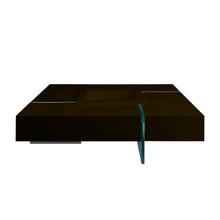 Load image into Gallery viewer, 47" And Clear Wood And Glass Square Low Coffee Table - Brown