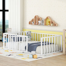 Load image into Gallery viewer, Metal Floor Bed Frame With Fence And Door
