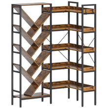 Load image into Gallery viewer, Ten Tier Corner Bookcase - Brown / Black