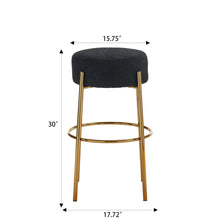 Load image into Gallery viewer, Round High Bar Stools (Set of 2), Contemporary Upholstered Dining Stools For Kitchens, Coffee Shops And Bar Stores - Gold Legs