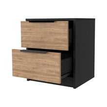 Load image into Gallery viewer, 19" Wood Two Drawer Nightstand - Black And Natural