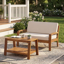 Load image into Gallery viewer, 2 Piece Outdoor Conversation Set (Loveseat & Coffee Table With Water-Resistant Cushions)