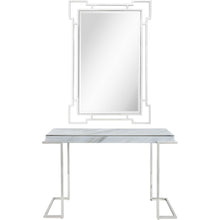 Load image into Gallery viewer, Faux Marble Mirrored Sled Console Table (Set of 2) - White And Silver