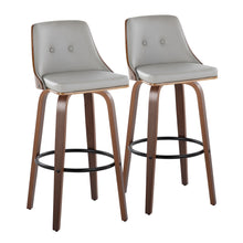 Load image into Gallery viewer, Gianna - Mid-Century Modern Fixed Height Barstool & Swivel With Round Footrest (Set of 2) - Walnut / Light Gray