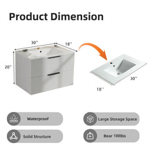 Load image into Gallery viewer, Modern Wall Mounted Floating Bathroom Vanity With Sink And Drawers