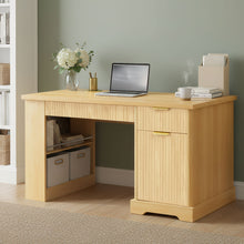 Load image into Gallery viewer, Modern Fluted Office Desk With Storage Cabinet