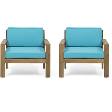 Load image into Gallery viewer, Antoine - Outdoor Acacia Wood Club Chairs With Cushions, (Set of 2)