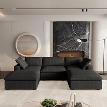 Load image into Gallery viewer, Two Piece Living Room Set Blend Modular Sofa With Ottoman Storage - Black
