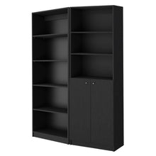 Load image into Gallery viewer, Five Tier Bookcase With Two Doors (Set of 2) - Black