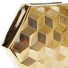 Load image into Gallery viewer, Geometric Table Vase With Sculptural Details - Gold