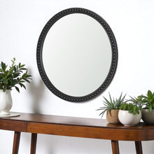 Load image into Gallery viewer, 30" Solid Beaded Round Framed Accent Mirror - Black