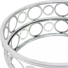 Load image into Gallery viewer, 14" Round Geometric Vanity Tray - Silver