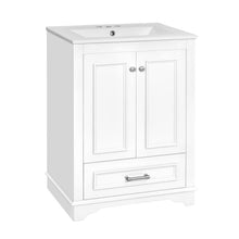 Load image into Gallery viewer, Bathroom Vanity With Ceramic Sink Combo, Modern Freestanding Storage Cabinet With Silver Handles