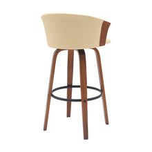 Load image into Gallery viewer, 30" Faux Leather Swivel Bar Height Bar Chair - Cream And Wood Brown
