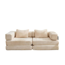 Load image into Gallery viewer, Convertible Floor Sofa Bed With Pillow Back Support Armrest