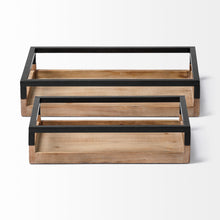 Load image into Gallery viewer, Wood Indoor Outdoor Dining Room Tray With Handles (Set of 2) - Brown