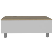 Load image into Gallery viewer, Manufactured Wood Rectangular Lift Top Coffee Table With Drawer And Shelf - White And Light Oak