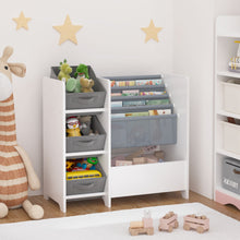 Load image into Gallery viewer, Bookshelf And Toy Storage Organizer, Multifunctional 4 Tier With 3 Collapsible Drawers - White