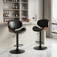 Load image into Gallery viewer, Faux Leather Adjustable Height Swivel Bar Chairs (Set of 2) - Black / Brown