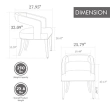 Load image into Gallery viewer, Wide Modern Barrel Open Back Upholstered Accent Chair With Weathered Solid Wood Legs