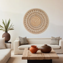 Load image into Gallery viewer, Floral Hand Carved Mandala Round Wall Decor - Brown / Antique White