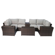 Load image into Gallery viewer, Outdoor Wicker Sectional With Weather Resistant Cushions And Table
