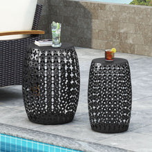 Load image into Gallery viewer, Modern Outdoor Metal End Table Set With Durable Iron Frame - Black