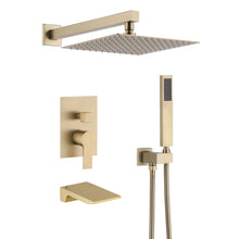 Load image into Gallery viewer, Tub Shower Faucet Set With 12" Rain Shower Head And Handheld Spray Combo
