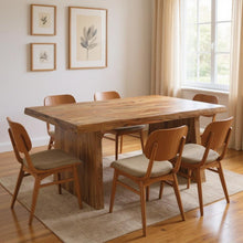 Load image into Gallery viewer, 74" Wood Double Pedestal Base Live Edge Dining Table - Brown