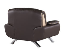 Load image into Gallery viewer, Leather Match Arm Chair - Brown And Silver