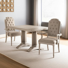 Load image into Gallery viewer, Tufted And Upholstered Fabric And Solid Wood Dining Arm Chairs (Set of 2) - Antiqued White
