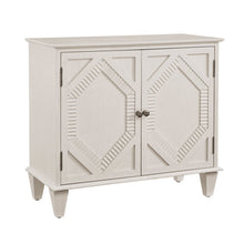 Load image into Gallery viewer, Wood Carved Geometric Accent Cabinet With Two Doors - White