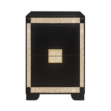 Load image into Gallery viewer, Lively - Nightstand With Glitter Detail And Thick Bar Handle Hardware - Black