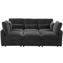 Load image into Gallery viewer, Modern Modular U-Shaped Sofa Bed With Movable Ottoman, USB Ports, Phone Holder