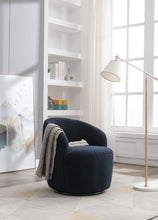 Load image into Gallery viewer, Teddy Fabric Swivel Accent Armchair Barrel Chair With Powder Coating Metal Ring
