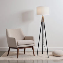 Load image into Gallery viewer, Sway - Floor Lamp With On / Off Switch Triple Legs Shade - Black / Gold / White