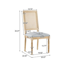 Load image into Gallery viewer, French Country Dining Chair With Rectangular Cane Backrest And Smooth Upholstered Seating