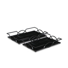 Load image into Gallery viewer, 20" Rectangular Metal And Mirror Handmade Trays (Set of 2) - Black