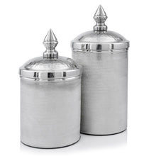 Load image into Gallery viewer, Tweed Decorative Canisters (Set of 2) - Silver
