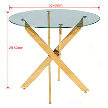 Load image into Gallery viewer, Dining Table With Cross Metal Leg And Tempered Glass, Modern Space Saving Kitchen Table For Living Room