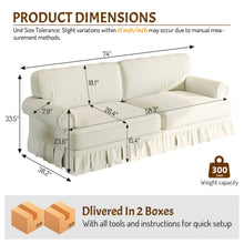 Load image into Gallery viewer, Luxuriously Comfortable Cloud Couch Sofa With Elegant Rolled Arms & Pleated Skirt Design