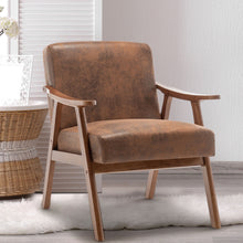 Load image into Gallery viewer, Mid Century Modern Accent Chair With Solid Wood Frame And Extra Thick Backrest