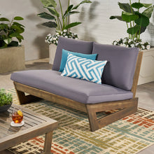Load image into Gallery viewer, Outdoor Loveseat With Slat Paneling And Water Resistance Cushion - Dark Gray