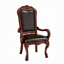 Load image into Gallery viewer, Upholstered Faux Leather Queen Anne Back Dining Arm Chairs (Set of 2) - Brown