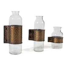 Load image into Gallery viewer, Hammered Cylinder Table Vase (Set of 3) - Clear / Bronze