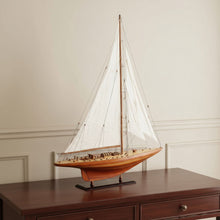 Load image into Gallery viewer, Hand Painted Model Boat Tabletop Sculpture (401996) - Brown