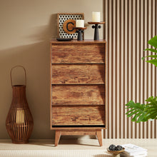 Load image into Gallery viewer, Vintage Style 4 Drawer Double Dresser With Bevel Design - Brown