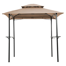Load image into Gallery viewer, Outdoor Grill Gazebo With Double Tier Soft Top Canopy, Steel Frame, Bar Counters & Hook