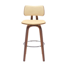 Load image into Gallery viewer, Faux Leather Swivel Low Back Bar Height Bar Chair - Cream And Wood Brown
