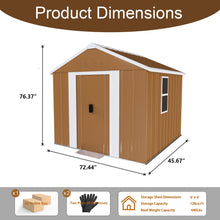 Load image into Gallery viewer, Heavy Duty Metal Storage Shed With Windows, Lockable Door & Ventilation, Weatherproof Outdoor Garden Shed For Backyard, Brown Iron 6X4 Ft